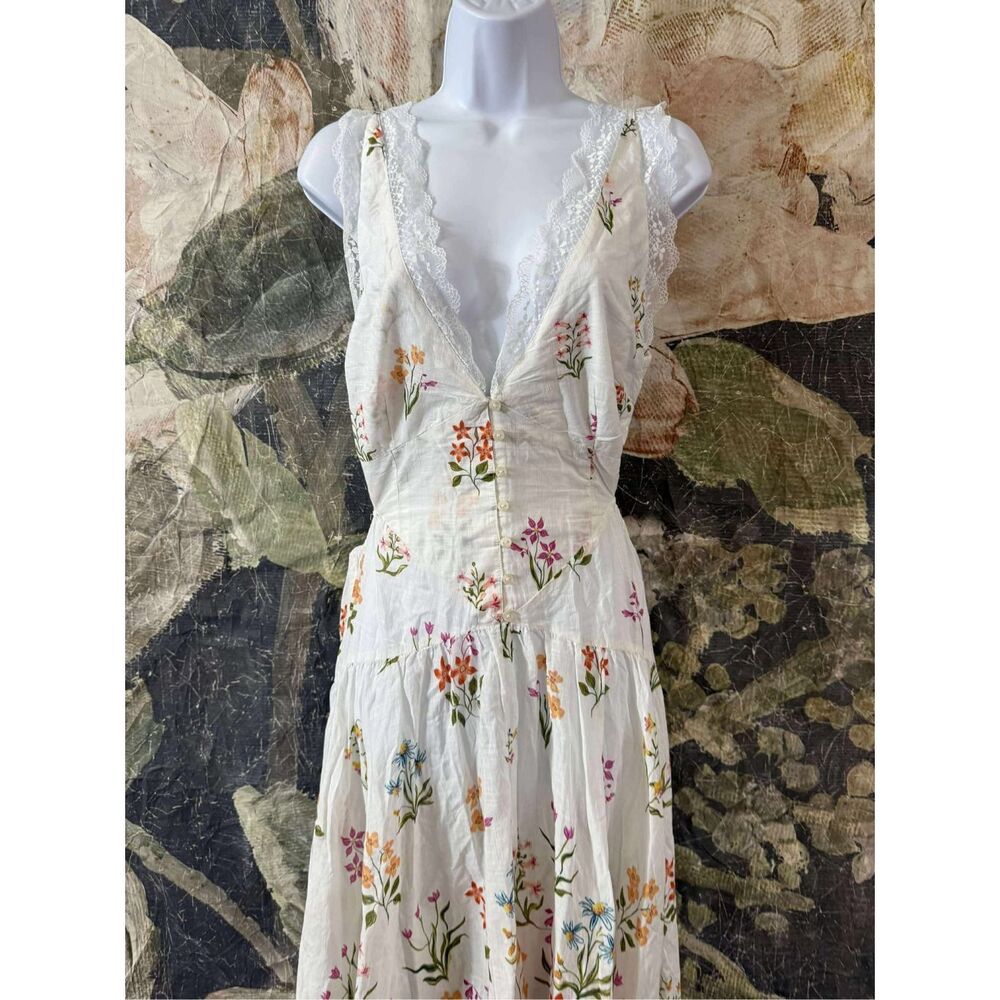 New Anthropologie Open-Back Drop-Waist Midi Dress sz small - Picture 5 of 10